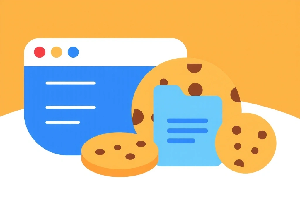 Illustration of browser cookies, small digital files representing data storage